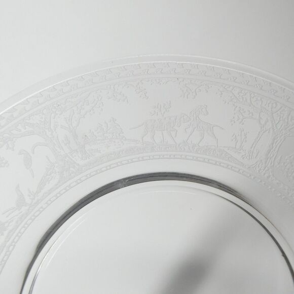 Wheeling Fox and Hounds Etched Glass Hunting Scene - Set 10 Luncheon Plates 8.5" - Picture 11 of 13